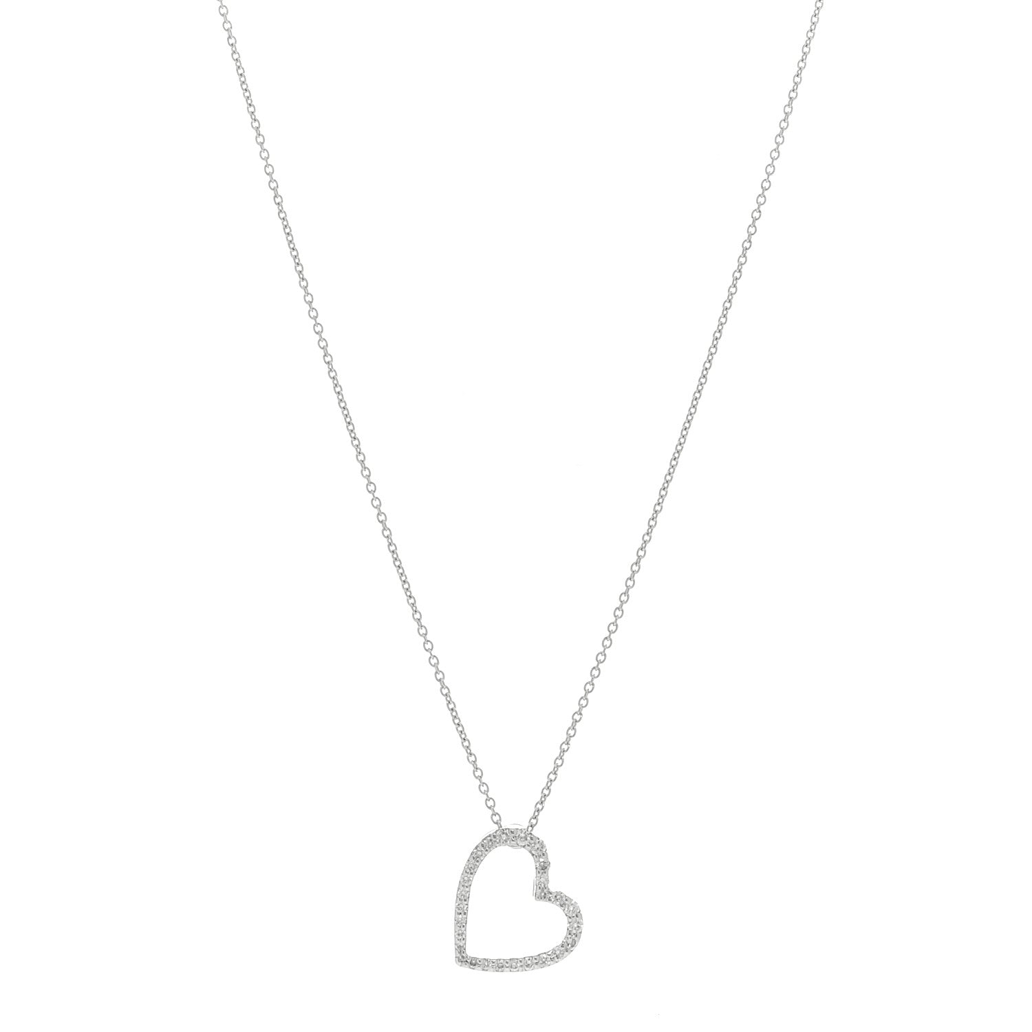 Roberto Coin 18K White Gold Diamond Tiny Treasures Heart Pendant Necklace 1 of 4