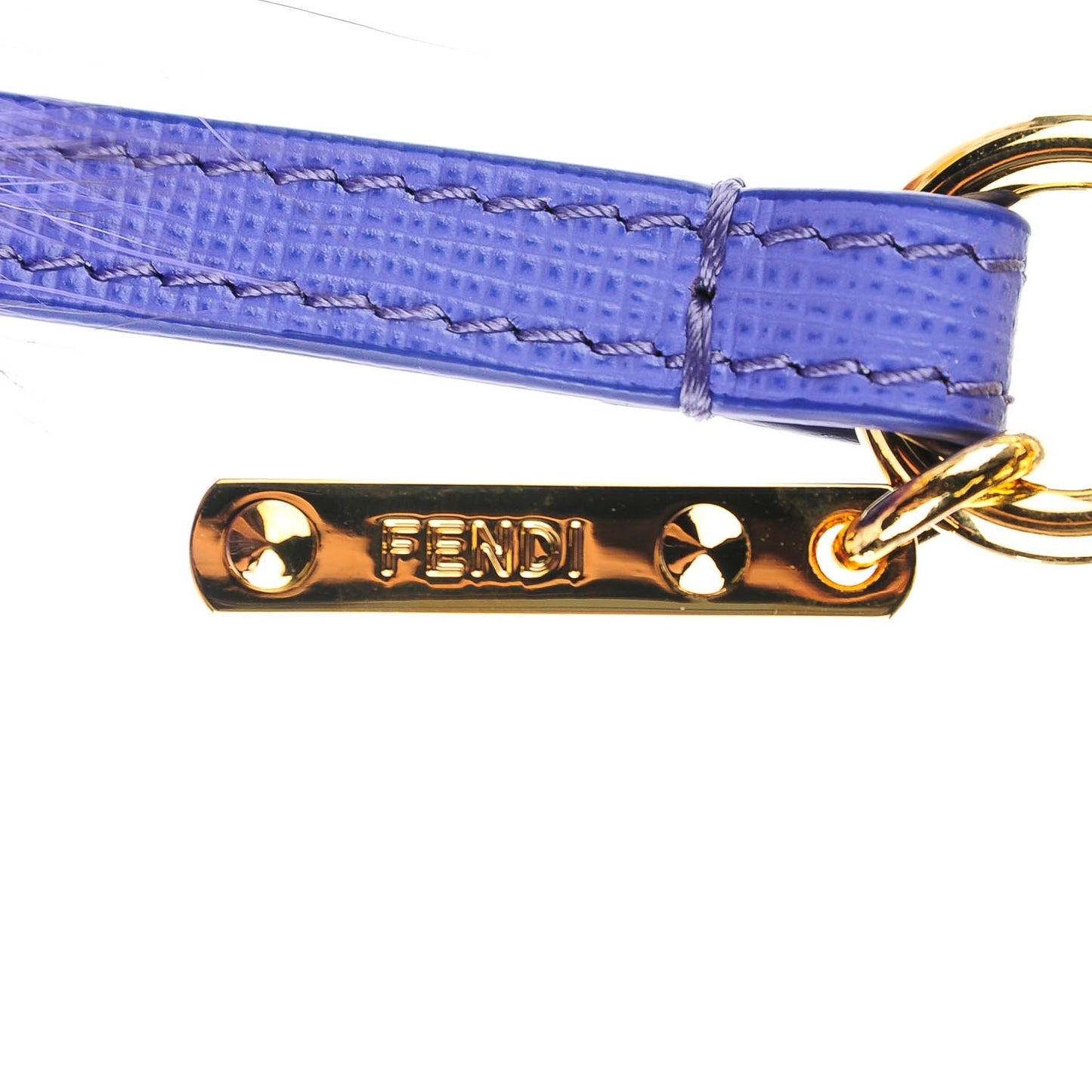 Fox Fur Vitello Elite Pom Pom Bag Charm Viola Cassis