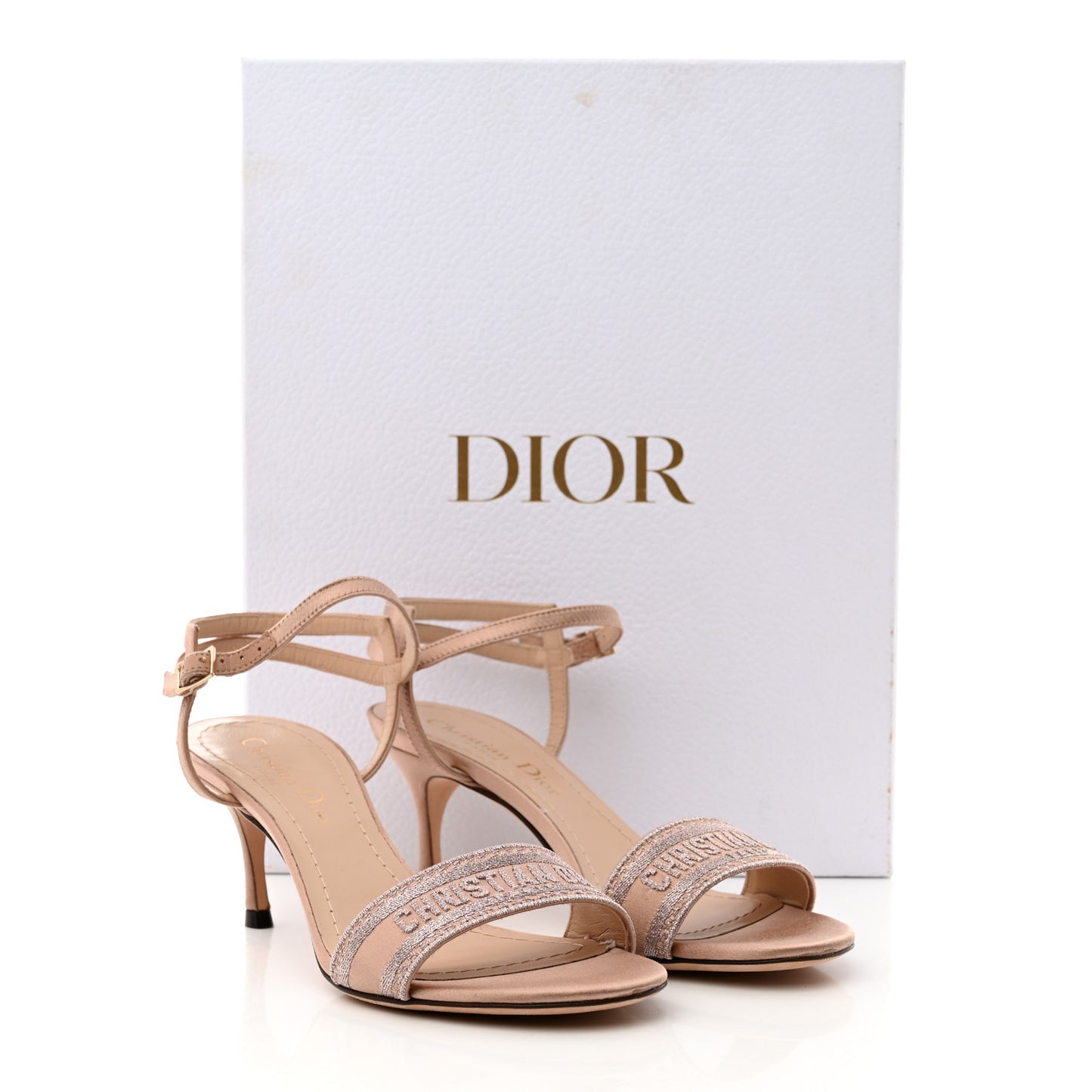 Satin Embroidered Dway 65mm Sandals 35.5 Nude
