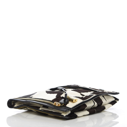 Tom Ford Calf Hair Large Alix Padlock Zip Shoulder Bag Black White 5 of 10