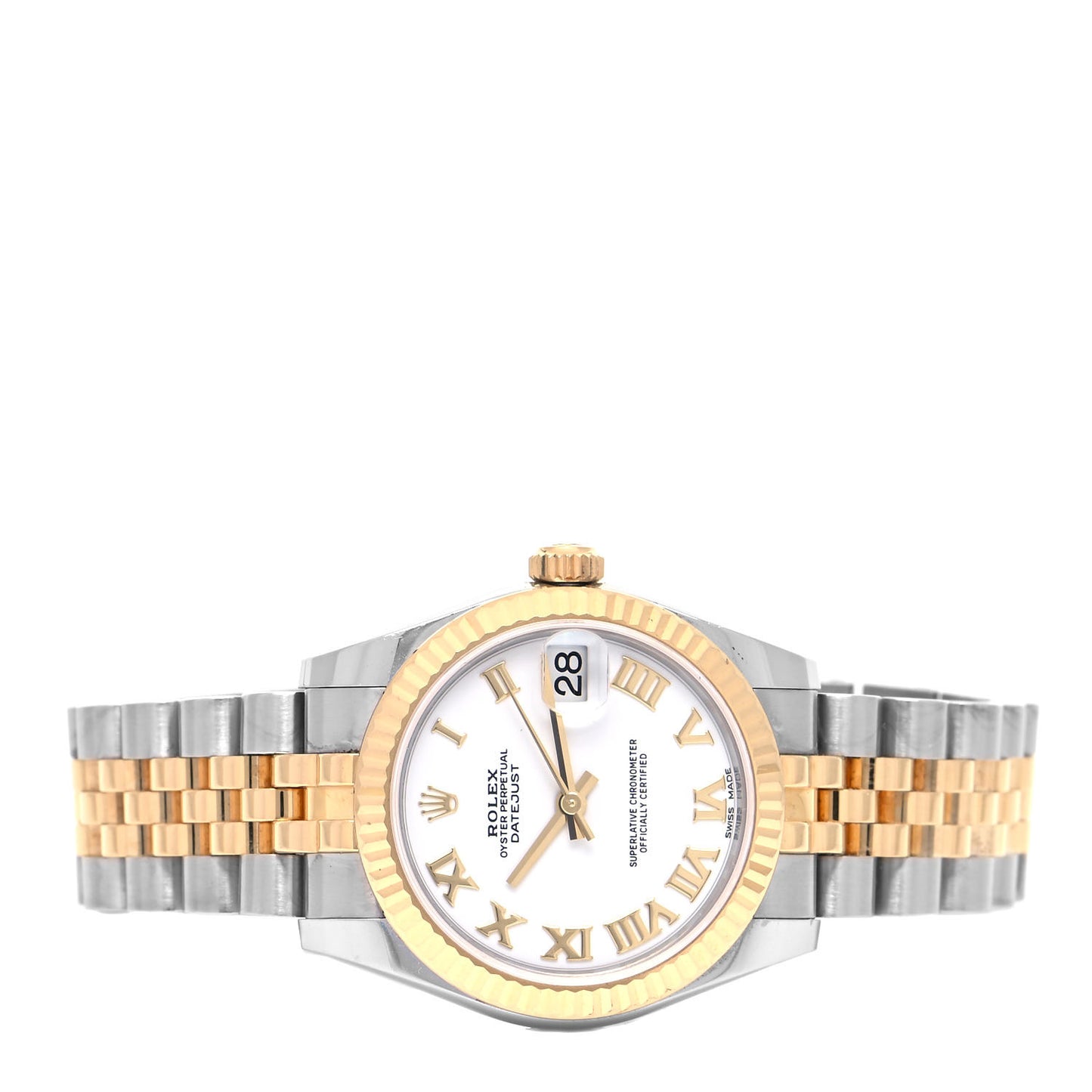 Stainless Steel 18K Yellow Gold 31mm Oyster Perpetual Datejust Watch White Roman 178273