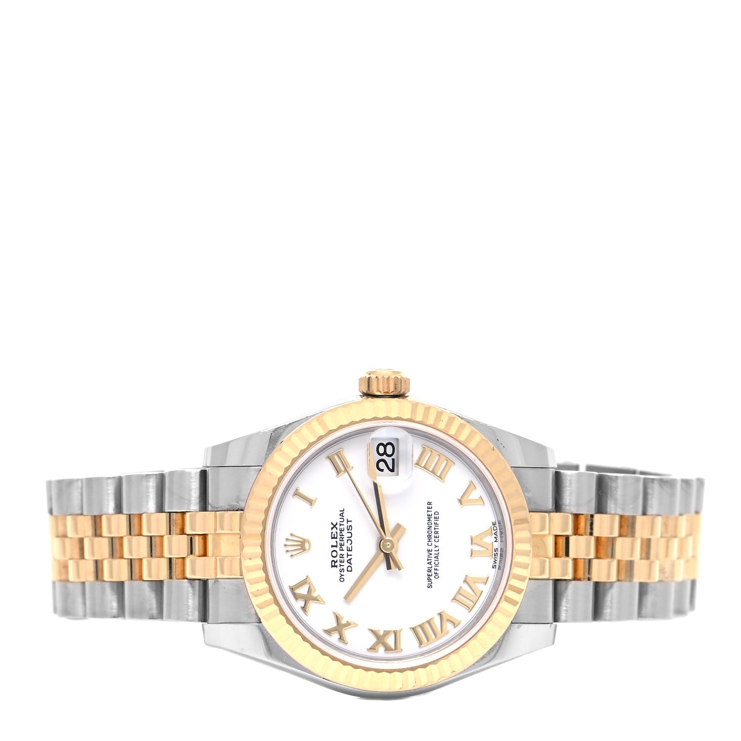 Rolex Stainless Steel 18K Yellow Gold 31mm Oyster Perpetual Datejust Watch White Roman 178273 2 of 5