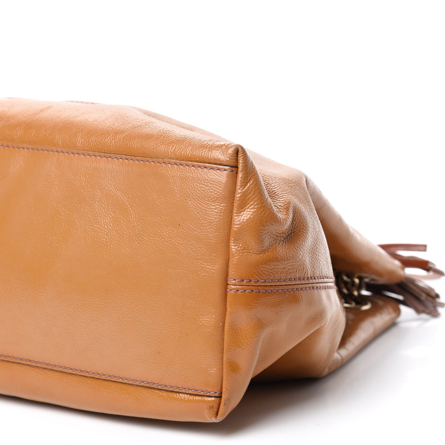 Patent Medium Soho Chain Shoulder Bag Nude
