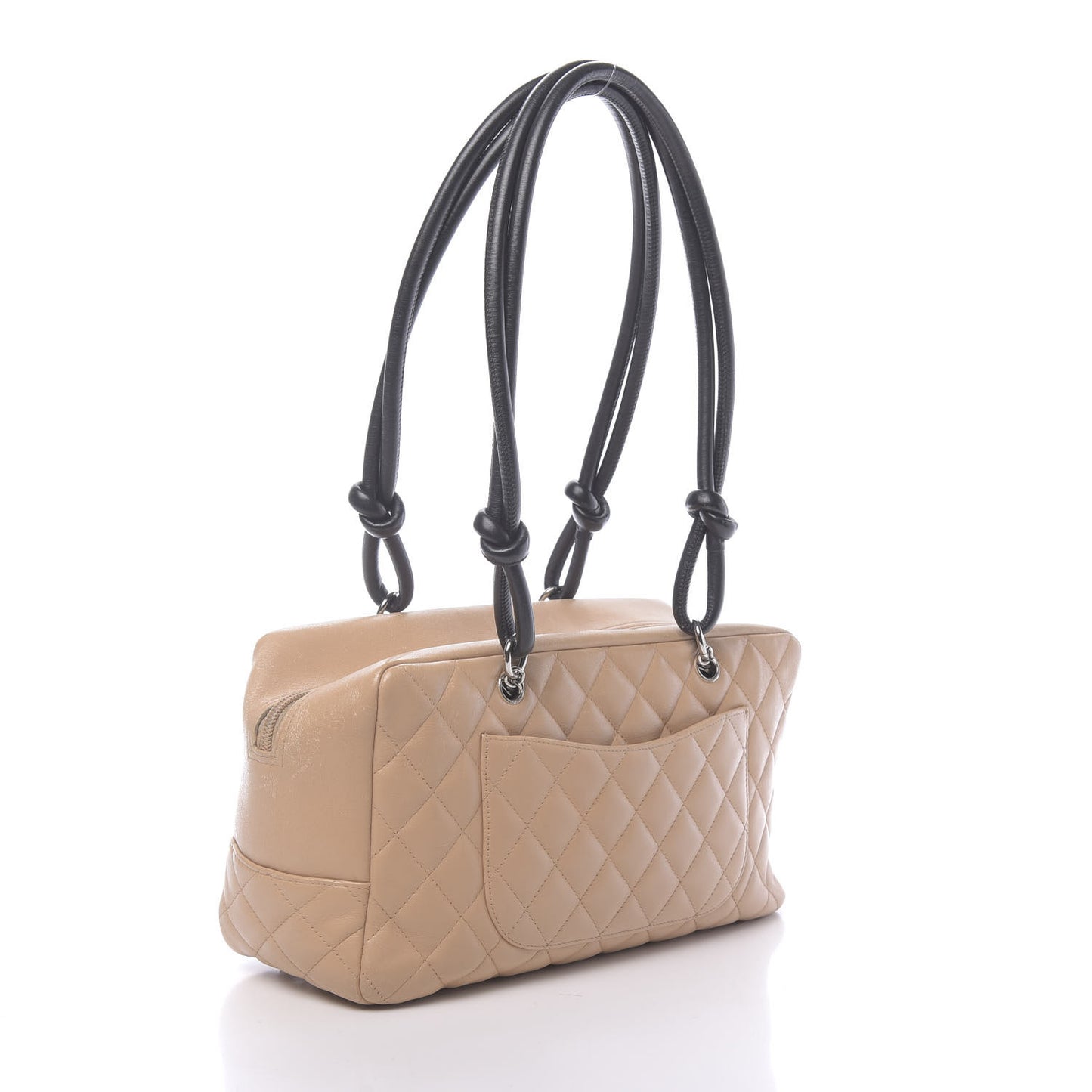 Calfskin Quilted Large Cambon Bowler Beige Black