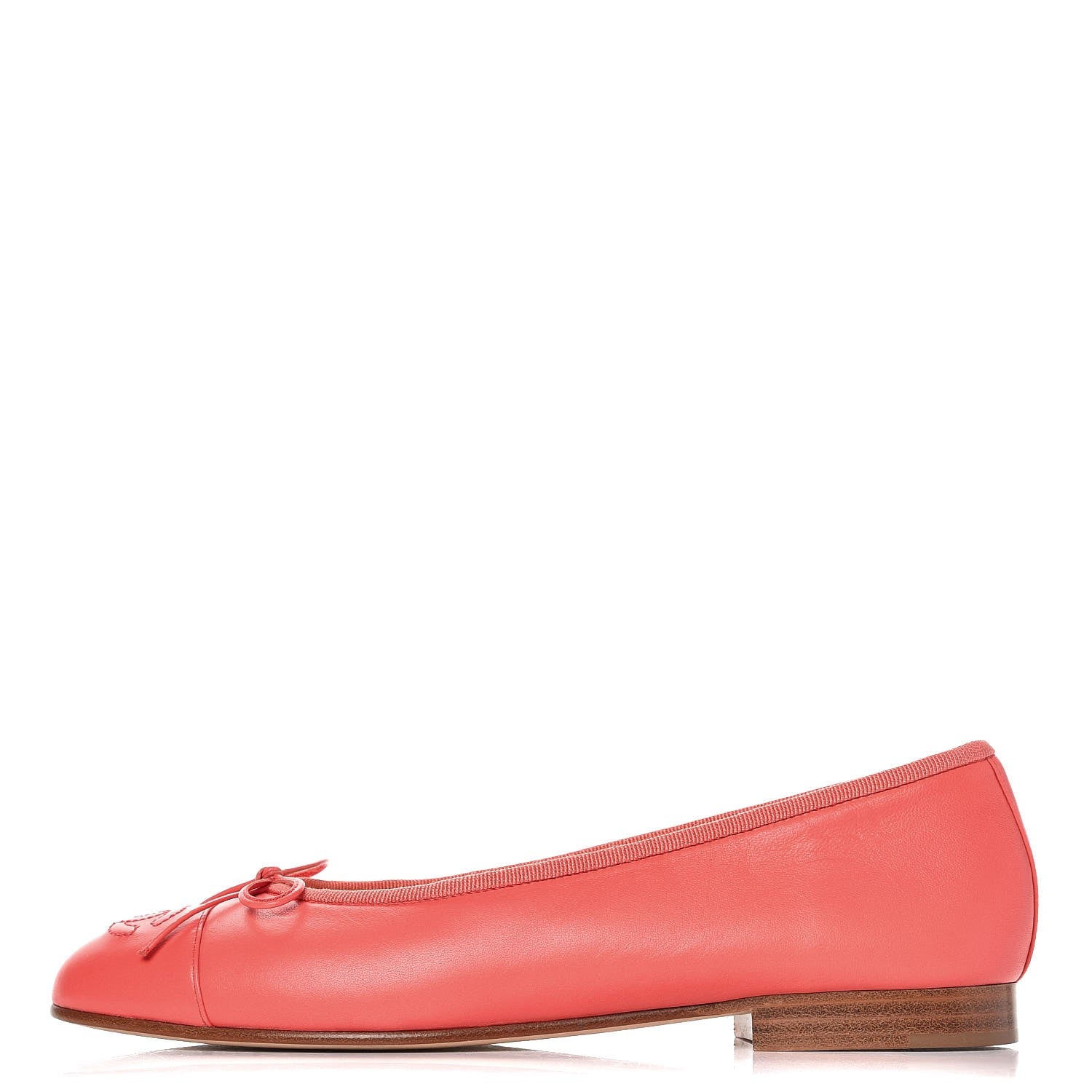 Chanel Lambskin Cap Toe CC Ballerina Flats 37 Corail 1 of 9