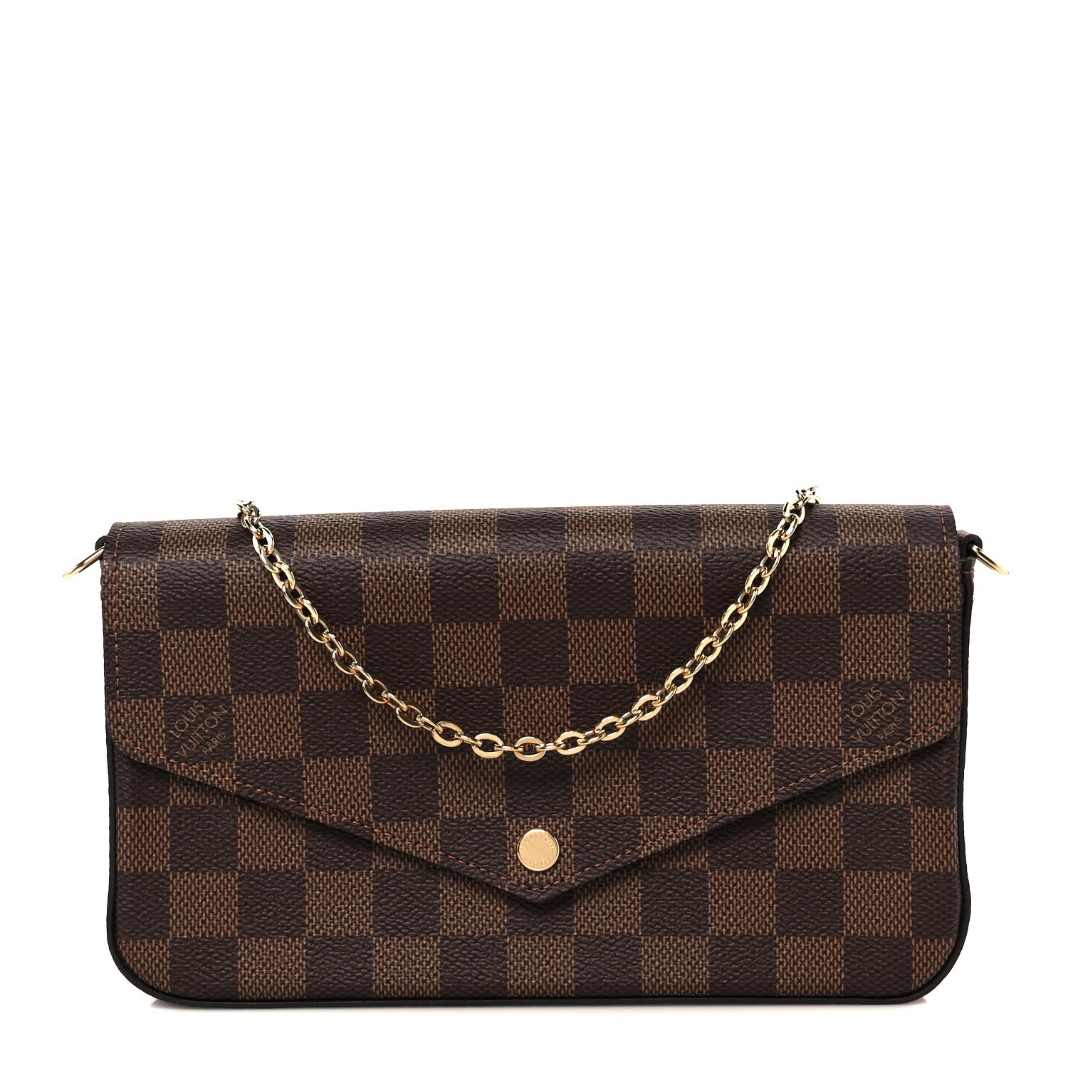 Louis Vuitton Damier Ebene Pochette Felicie Chain Wallet 1 of 15