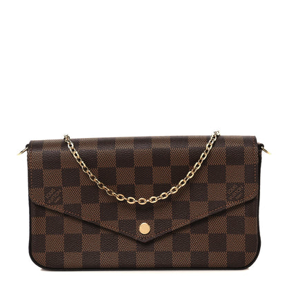 Louis Vuitton Damier Ebene Pochette Felicie Chain Wallet 1 of 15