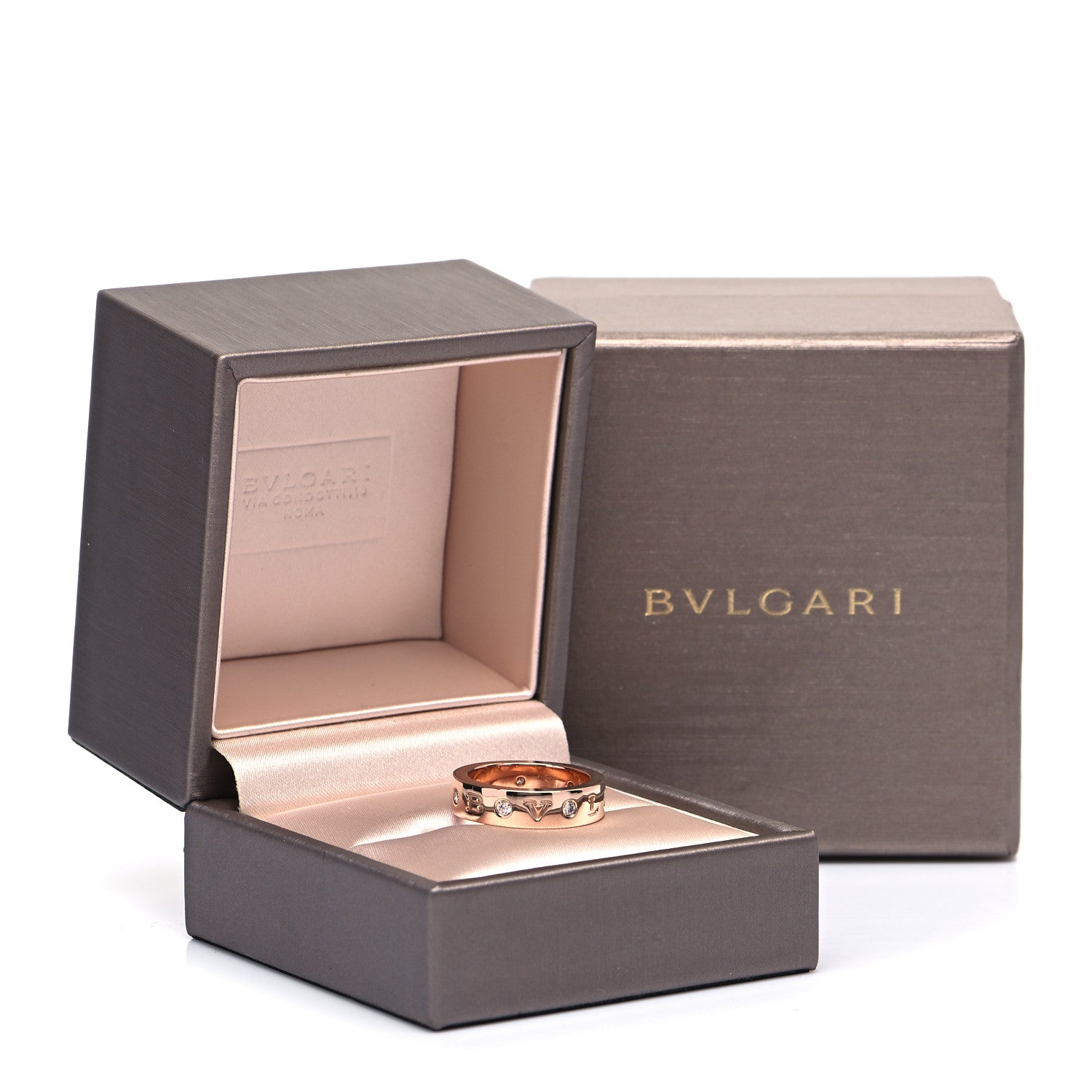Bulgari 18K Rose Gold 7 Diamond B.Zero1 Essential Band Ring 51 5.75 5 of 5