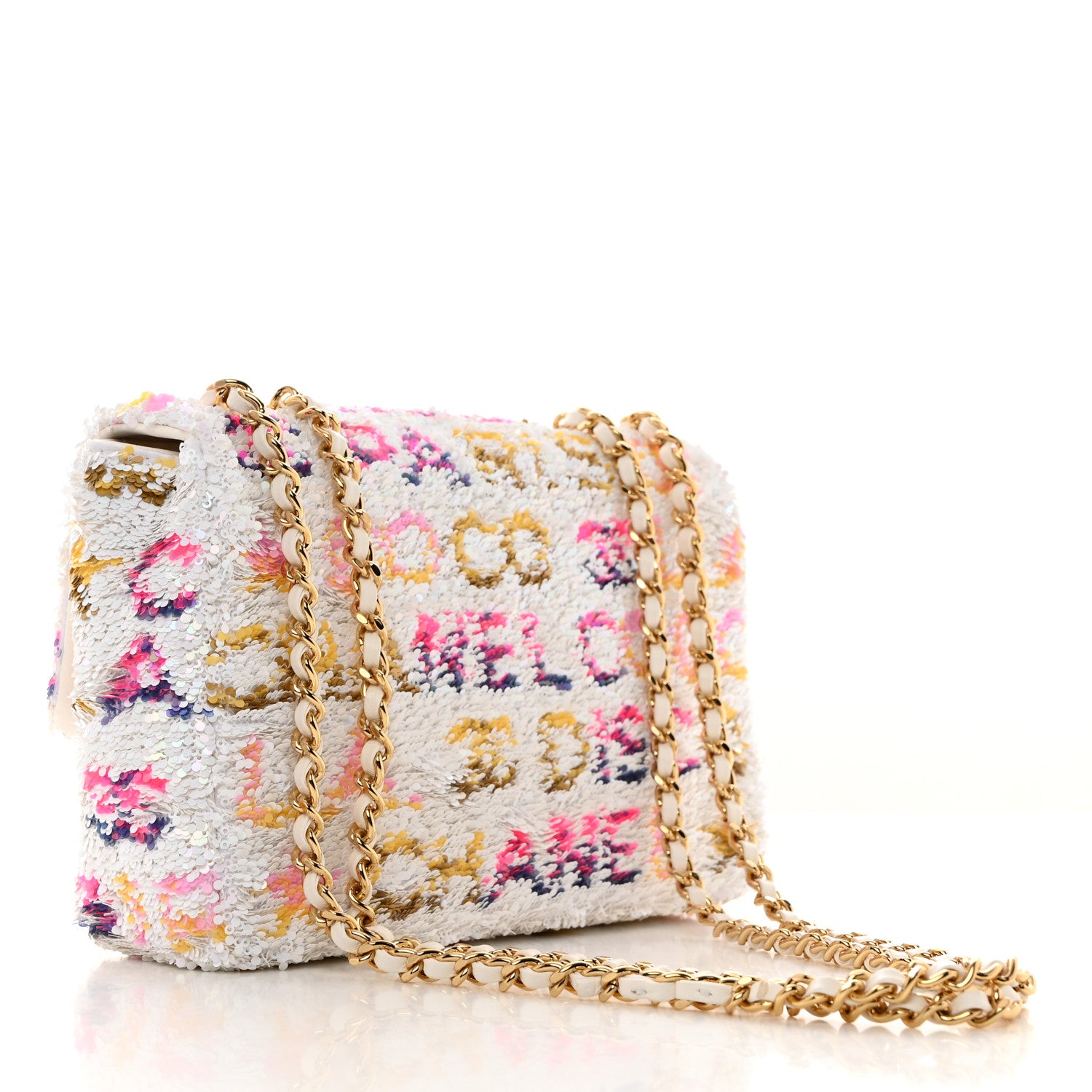 Chanel Sequin Logo CC Small Single Flap White Multicolor 2 of 10