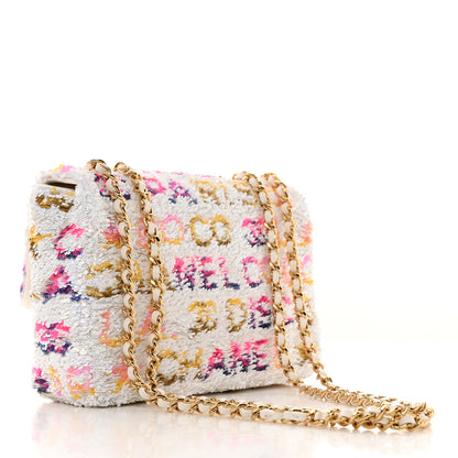 Chanel Sequin Logo CC Small Single Flap White Multicolor 2 of 10