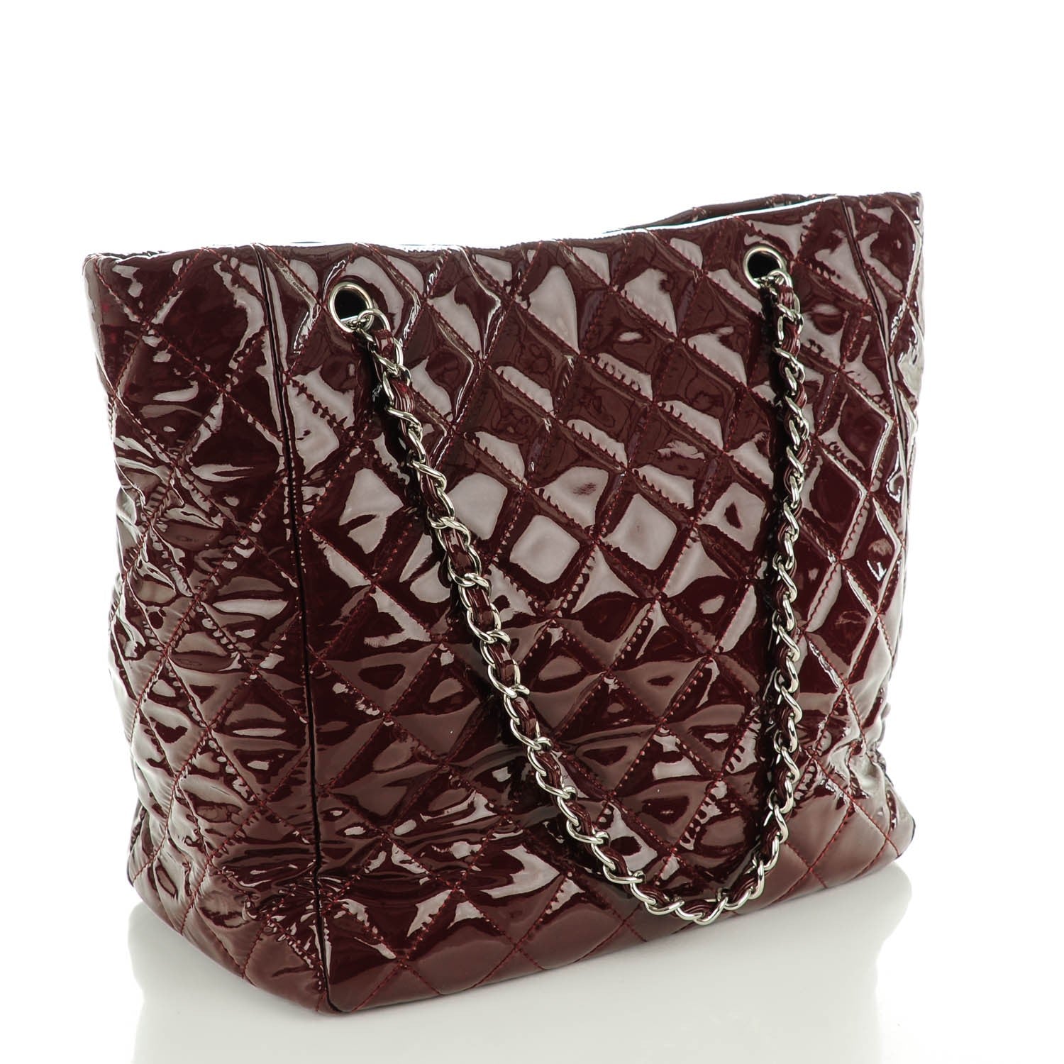 Chanel Patent Quilted Large Chic and Glitter Tote Dark Red 3 of 7