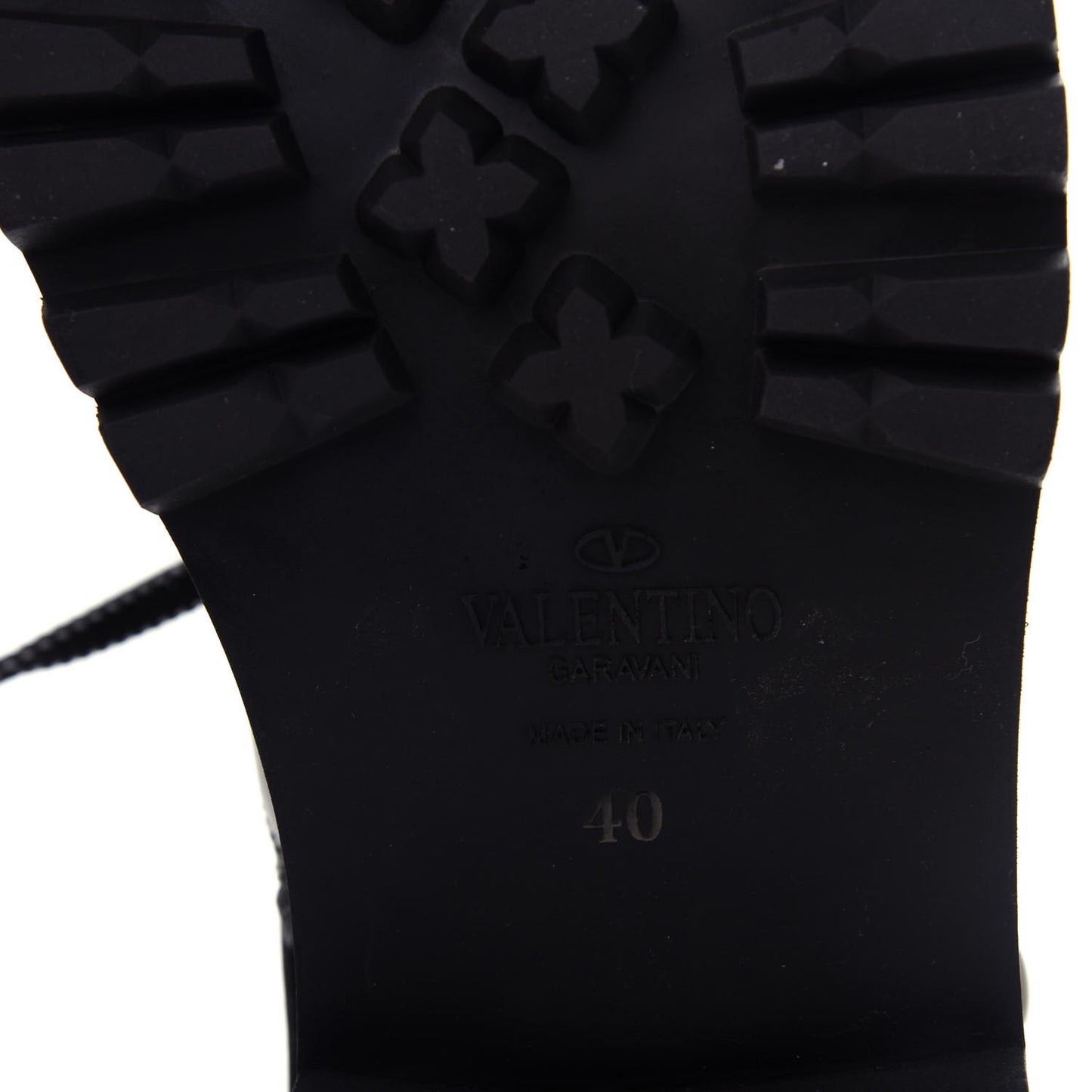 Smooth Calfskin Rockstud Buckled 25mm Combat Boots 40 Black