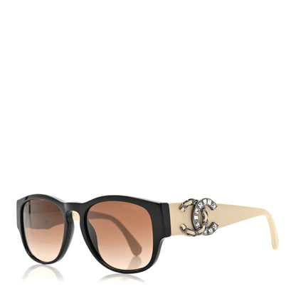 Chanel Acetate Lambskin Crystal Baguette Chain CC Sunglasses 5454-Q-B Black Beige 1 of 9