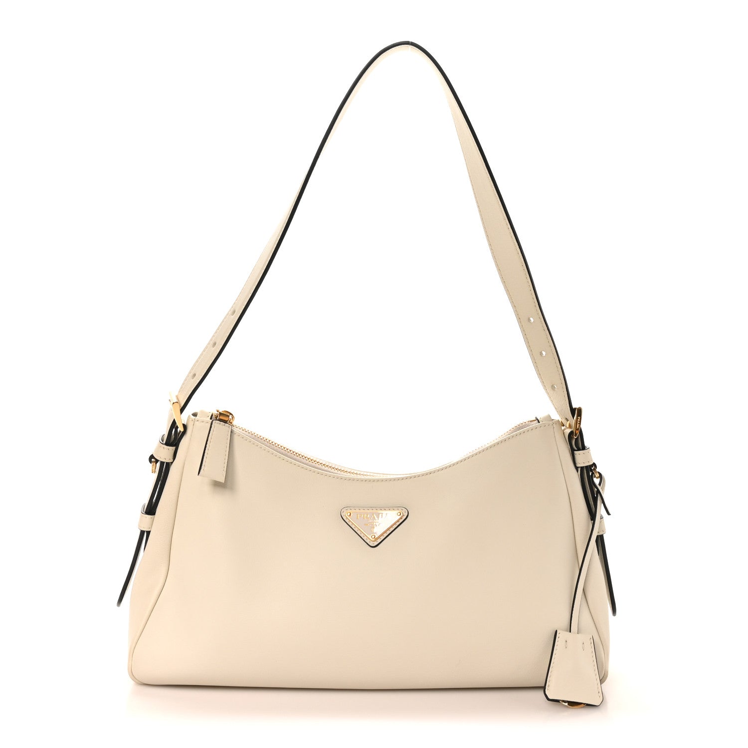Prada Soft Calfskin Medium Aimée Shoulder Bag White 1 of 9