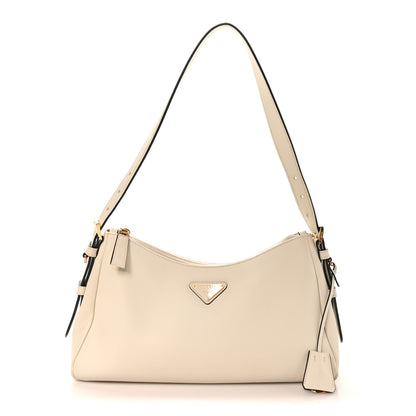 Prada Soft Calfskin Medium Aimée Shoulder Bag White 1 of 9