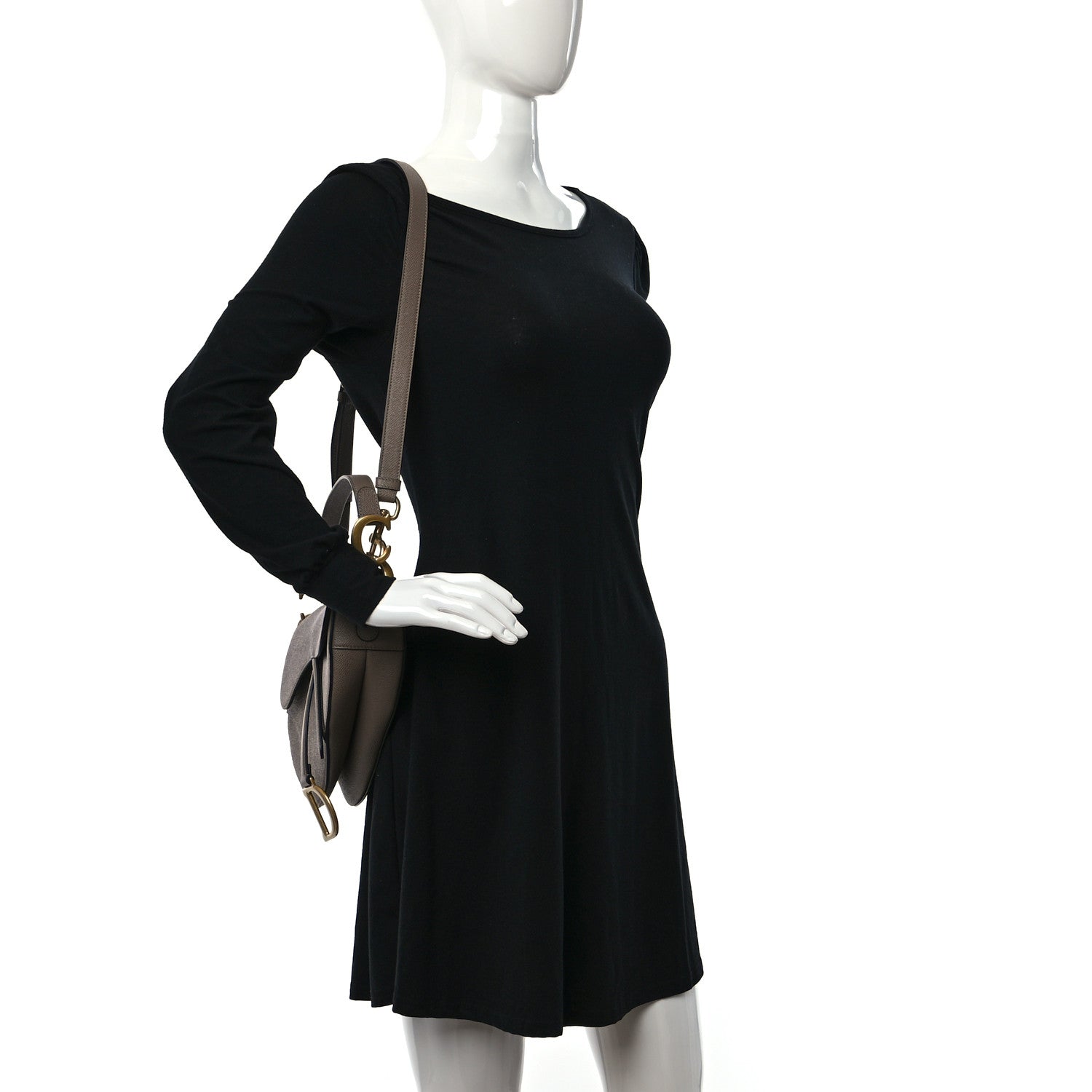 Christian Dior Grained Calfskin Saddle Bag With Strap Taupe 3 of 10