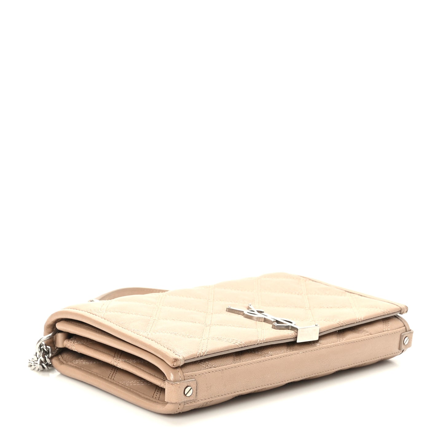 Lambskin Diamond Quilted Becky Chain Wallet Gold Sand