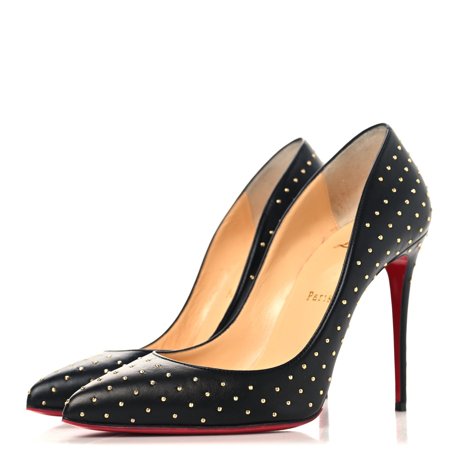 Christian Louboutin Nappa Pigalle Follies Plume 100 Pumps 39 Black Antique Gold 4 of 8
