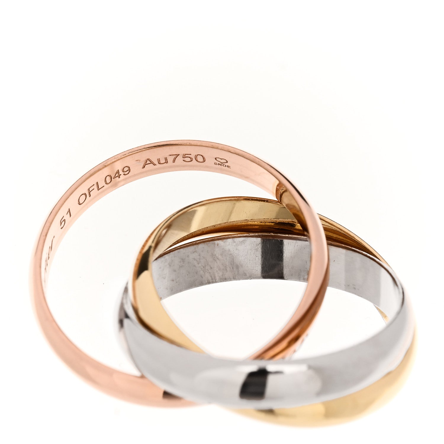Cartier 18K Pink Yellow White Gold Classic Trinity Ring 51 5.75 5 of 5