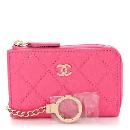 Chanel Caviar Quilted Zipped Key Holder Case Pink 1 of 7