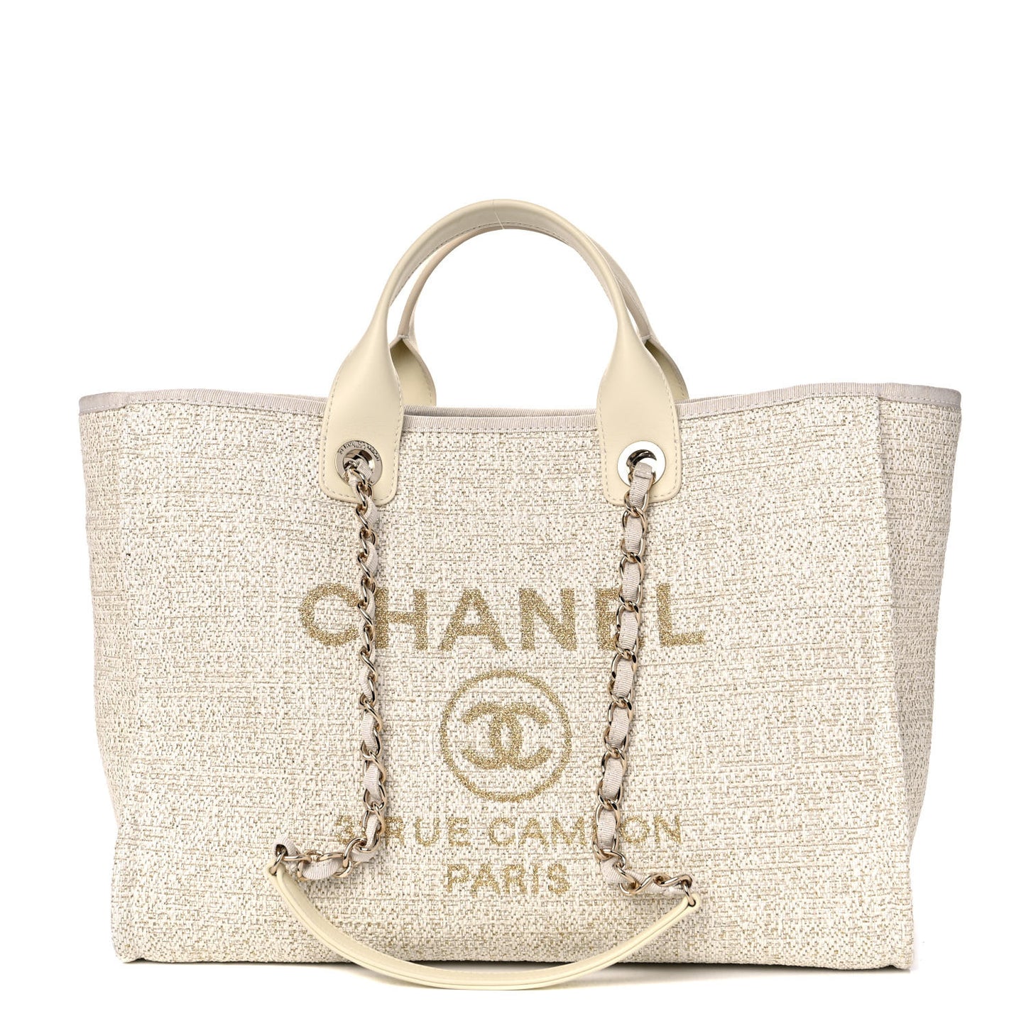 Lurex Boucle Large Deauville Tote Ivory