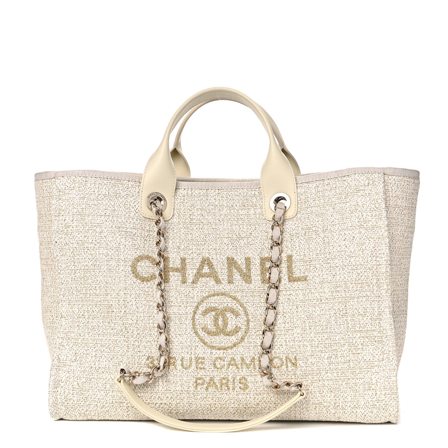 Chanel Lurex Boucle Large Deauville Tote Ivory 1 of 10