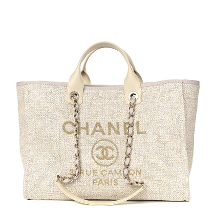 Chanel Lurex Boucle Large Deauville Tote Ivory 1 of 10