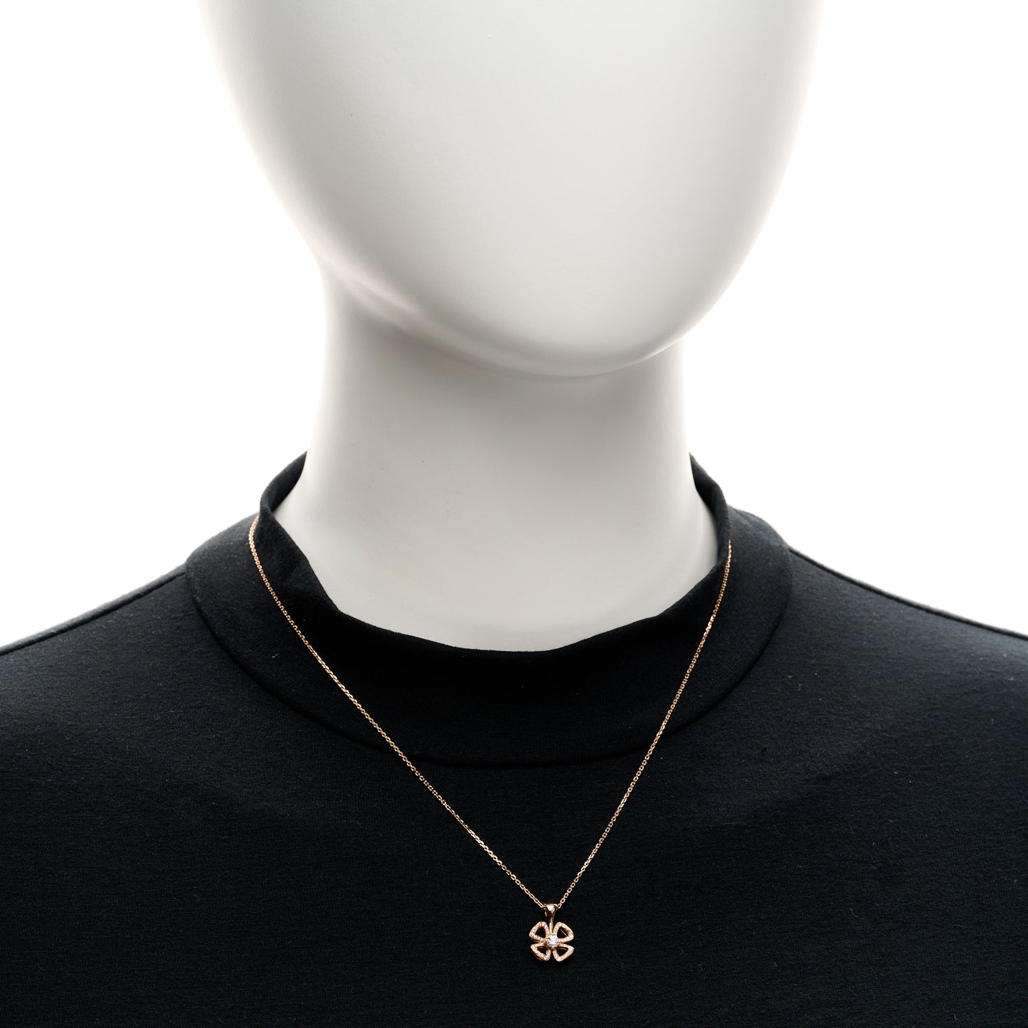 18K Rose Gold Diamond Fiorever Pave Pendant Necklace