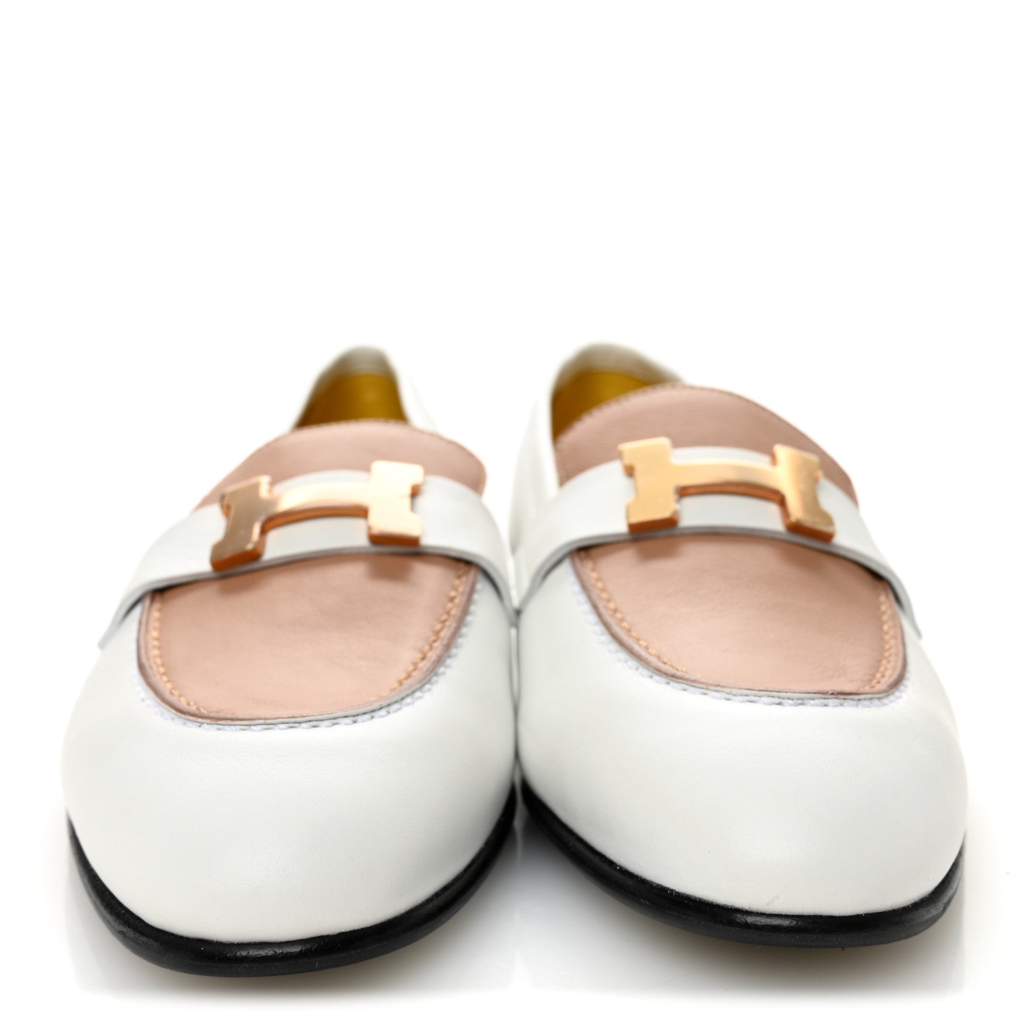 Hermes Calfskin Womens Paris Loafers 36.5 White Bois De Santal 2 of 9