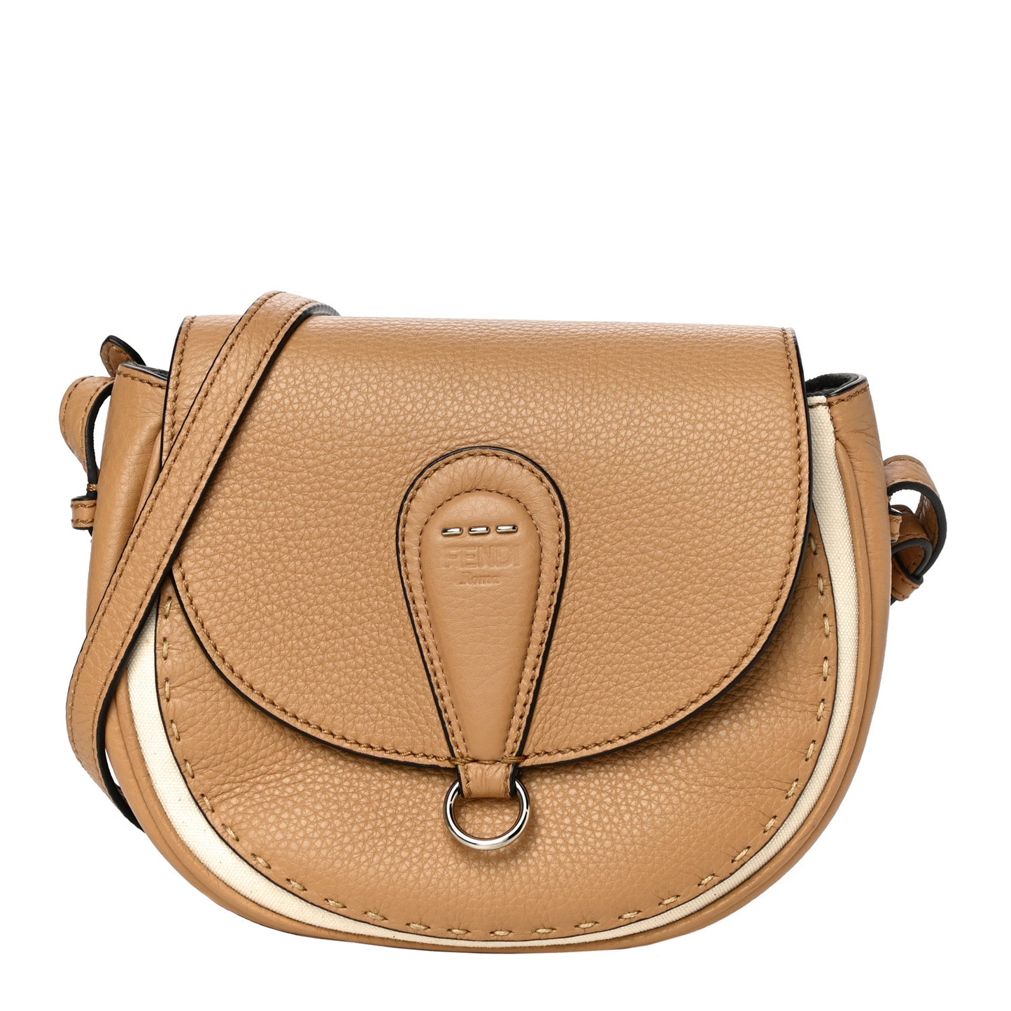 Calfskin Romano Selleria Round Saddle Bag Miele Scuro Grezzo