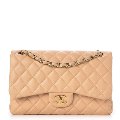 Chanel Lambskin Quilted Jumbo Double Flap Beige 1 of 10