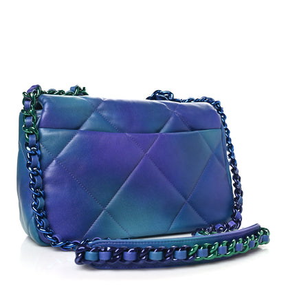 Chanel Tie Dye Calfskin Quilted Medium Chanel 19 Flap Blue Purple 3 of 10