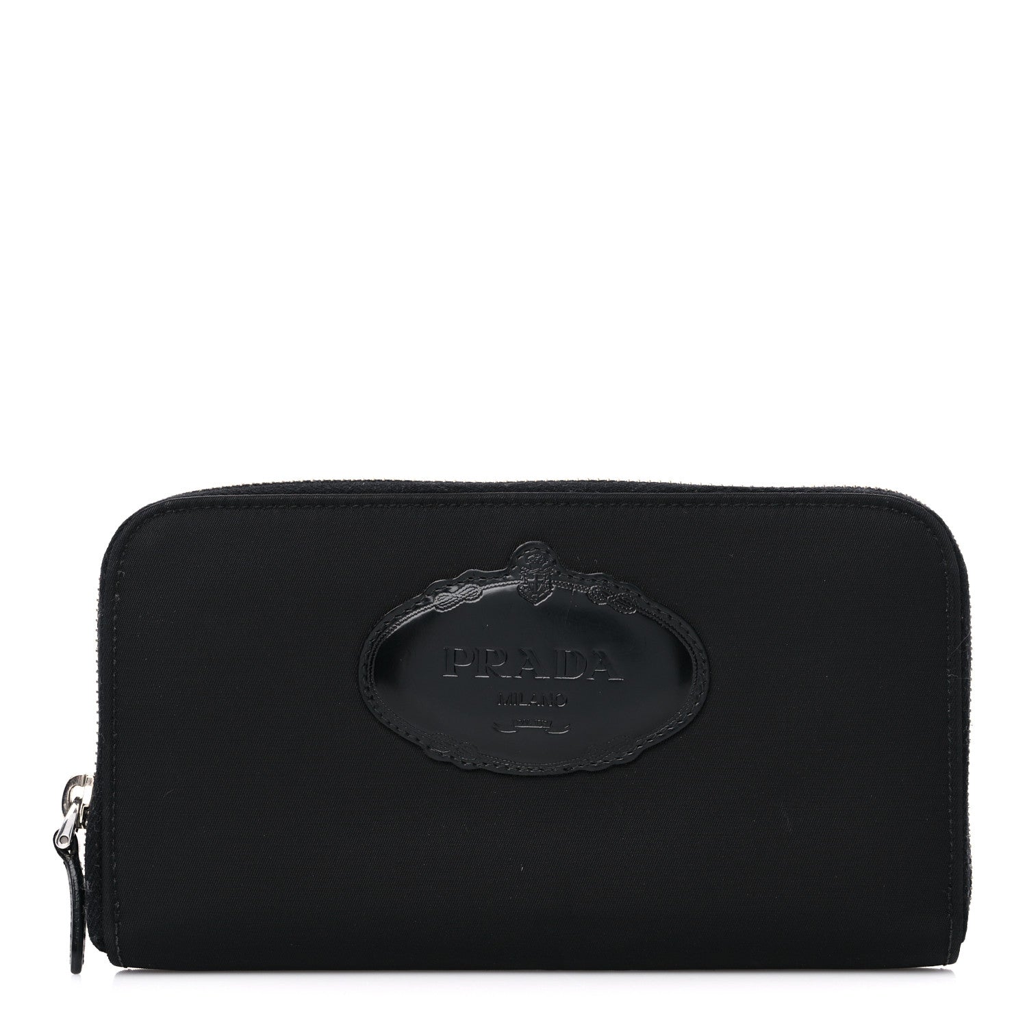 Prada Tessuto Nylon Logo Zip Around Wallet Black 1 of 10