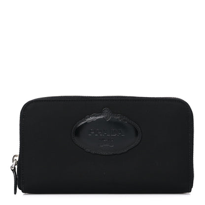 Prada Tessuto Nylon Logo Zip Around Wallet Black 1 of 10