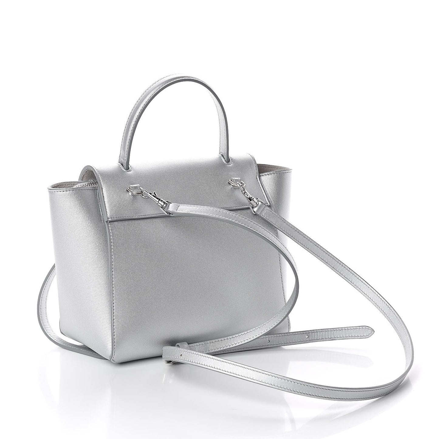 Laminated Calfskin Nano Belt Bag Silver