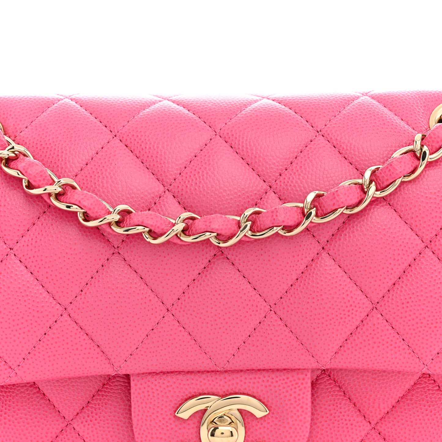 Caviar Quilted Small Double Flap Pink