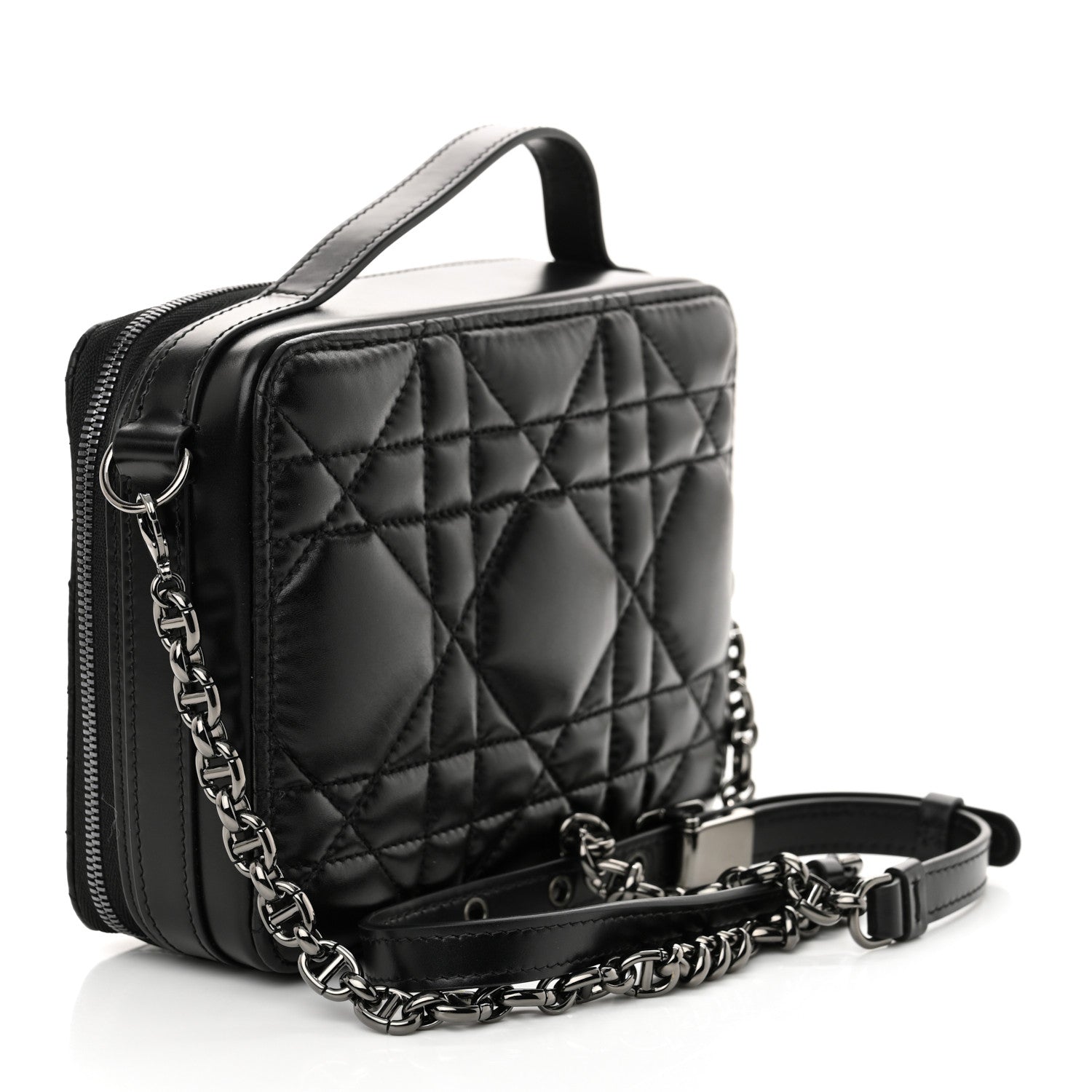 Christian Dior Calfskin Macrocannage Caro Box Bag Black 3 of 10