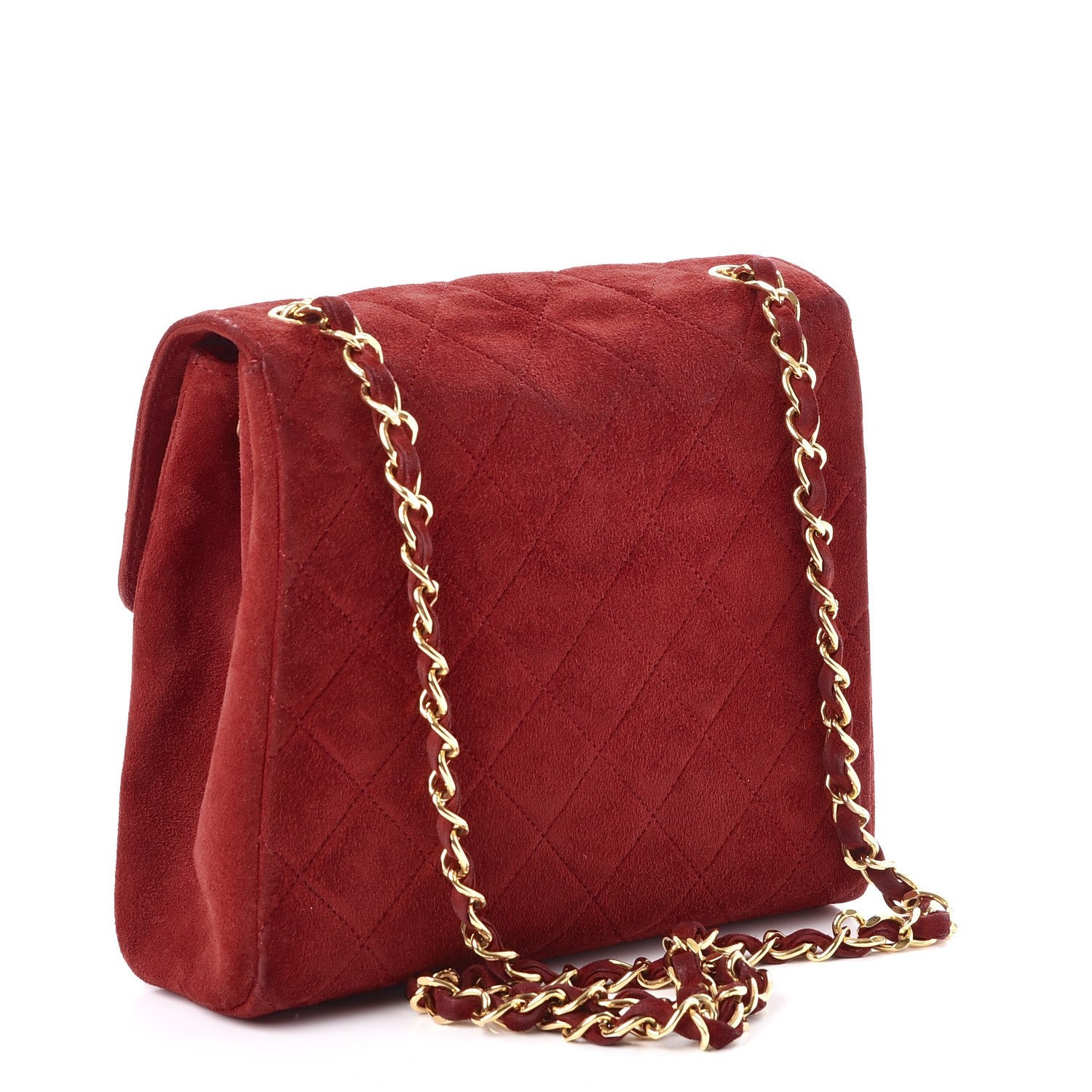 Chanel Suede Quilted Mini Square Flap Red 3 of 11