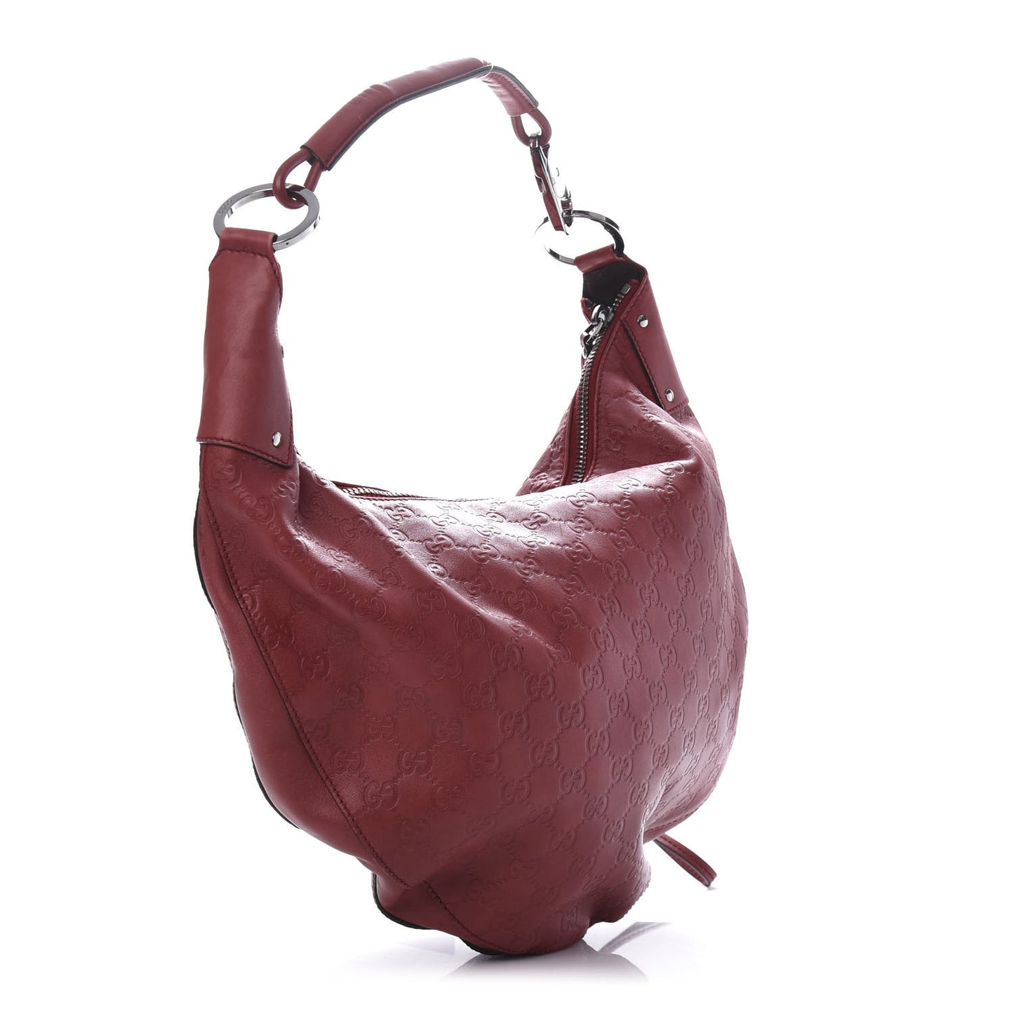 Guccissima Half Moon Bamboo Ring Hobo Red