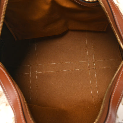 Celine Triomphe Canvas Calfskin Boston Bag White 5 of 10