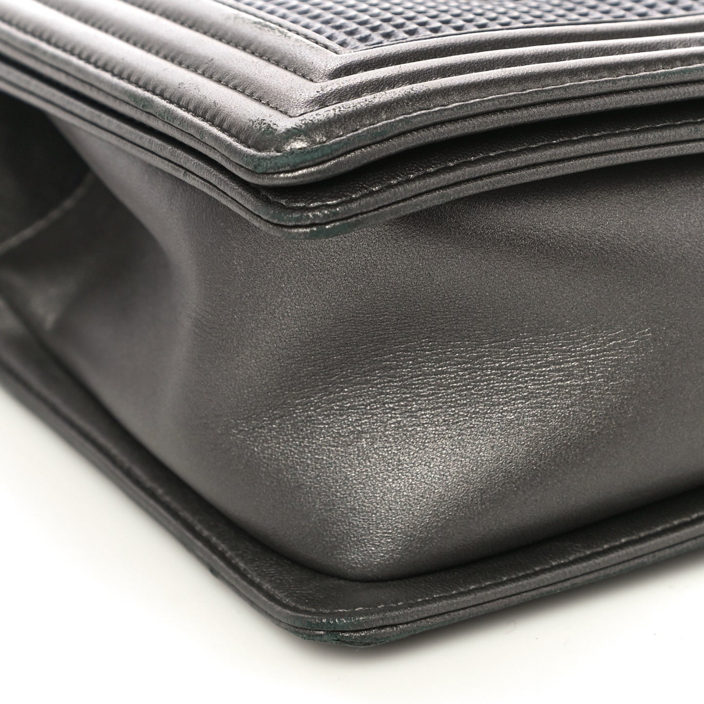 Lambskin Embossed New Medium Boy Cube Flap Grey