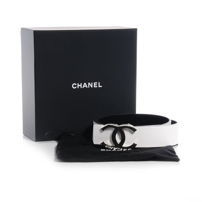 Chanel Reversible Leather CC Logo Belt 75 White Black 6 of 6