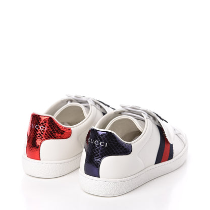Gucci Calfskin Ayers Crystal Web Womens New Ace Pineapple Sneakers 37 White 5 of 11