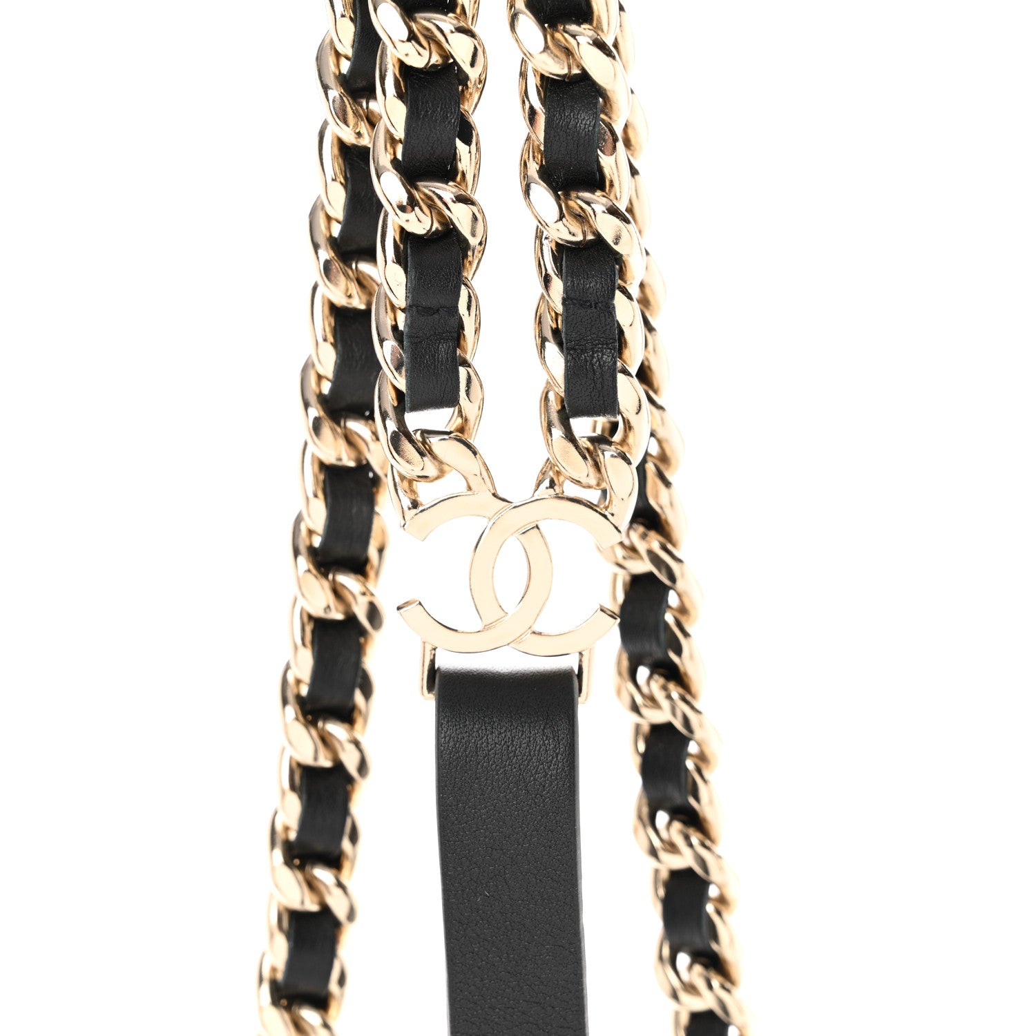 Chanel Lambskin Calfskin CC Chain Belt Suspenders 90 36 Black 8 of 9
