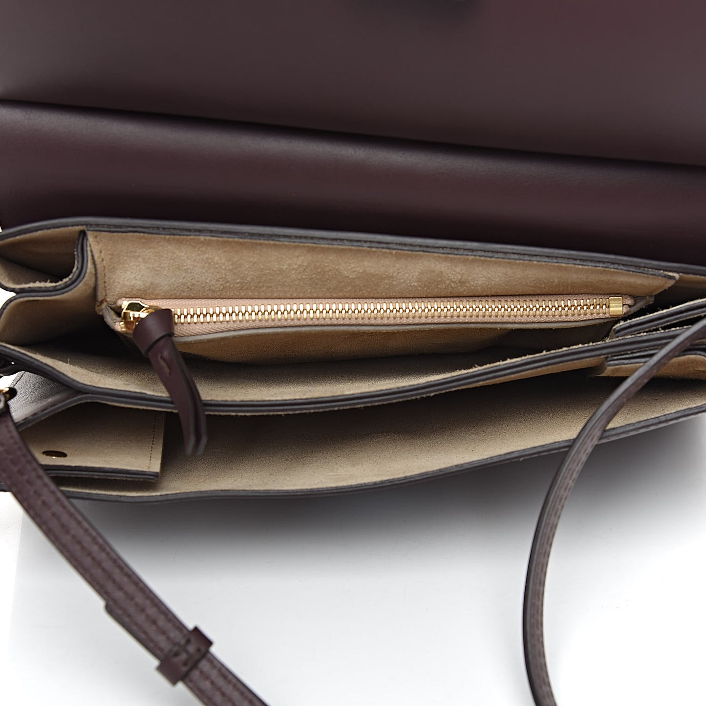 Goatskin Smooth Calfskin Medium Faye Shoulder Bag Brown Purple