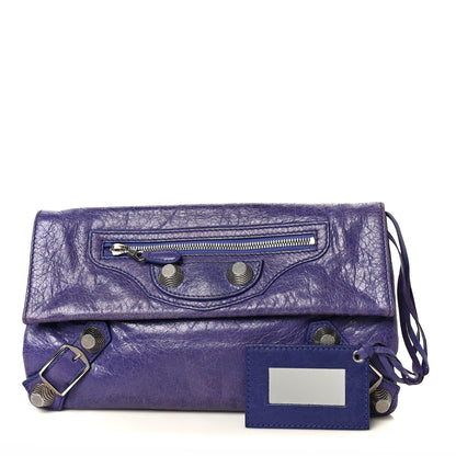 Balenciaga Agneau Giant 21 Rose Gold Hardware Envelope Clutch Bleu Lavande 3 of 11