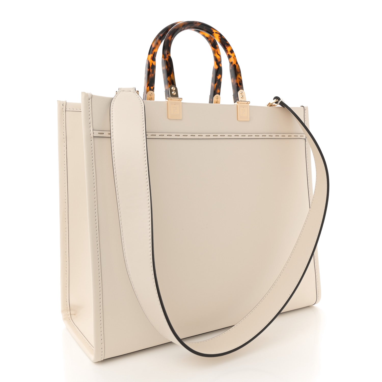 Fendi Vitello King Plexiglass Medium Fendi Sunshine Shopper Tote White Ice 3 of 9