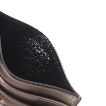 Saint Laurent Metallic Grain De Poudre Matelasse Chevron Monogram Credit Card Case Pimbo 6 of 6