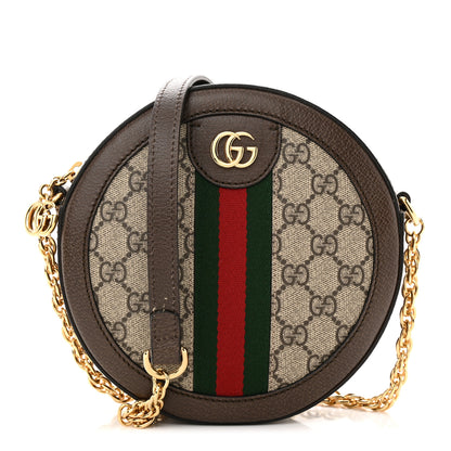 Gucci GG Supreme Monogram Web Mini Ophidia Round Shoulder Bag Brown 1 of 11