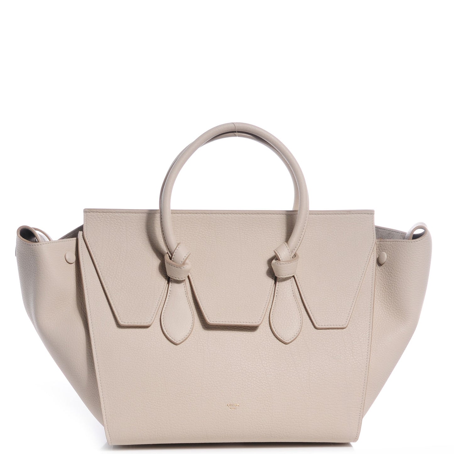 Grained Calfskin Tie Knot Small Tote Chalk